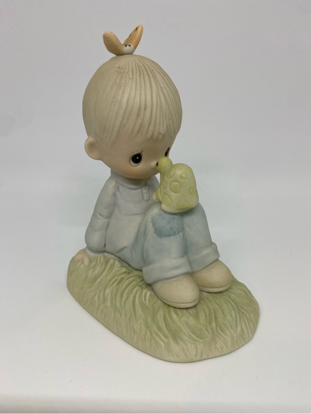 Precious Moments Cream, Light Blue and Pale Yellow Boy Figurine with Turtle